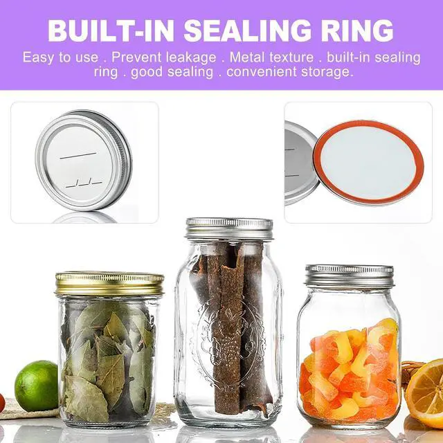 Alt view image 5 of 6 - 24-Pack 70 MM Regular Mouth Canning Jar Lids - Food Grade Metal Mason Jar Lids, Airtight Leak-Proof Seal Lids Regular Mouth, Fits Ball and Kerr Jars for Home Canning