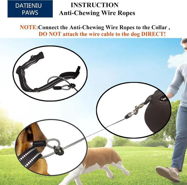 Alt view image 4 of 7 - 13FT Retractable Dog Leash for Small Dogs up to 22lbs with Chew Proof Steel Wire Extender, Lightweight, Durable & Safe Walking Solution Black S