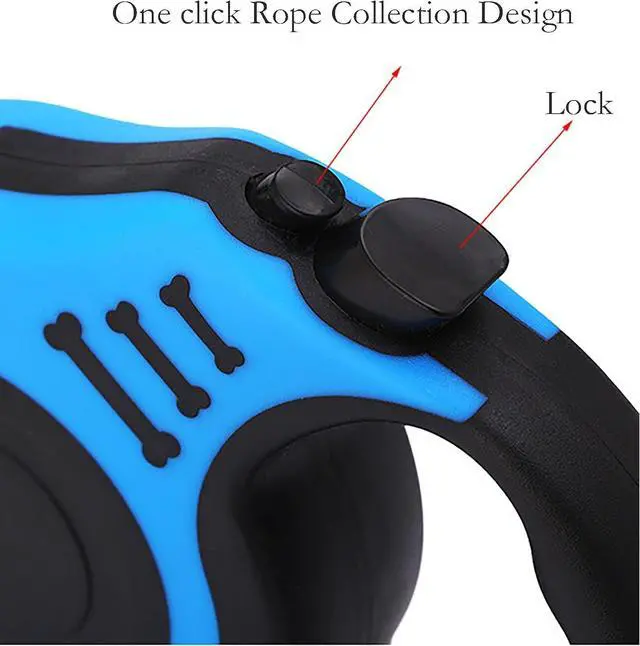Alt view image 4 of 4 - Retractable Dog Leashe, 16 Feet Blue Automatic Dog Walking Rope with Switch and Non-Slip Handle for Walk a Dog (Blue)