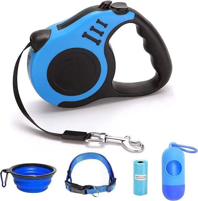 Main image of Retractable Dog Leash for Medium - Small Dogs and Cats 16.5FT Tangle Free, Heavy Duty Walking Leashes with Anti Slip Handle, Pause and Lock Strong Nylon Tape, Store Dog Leash Retractable(Blue)