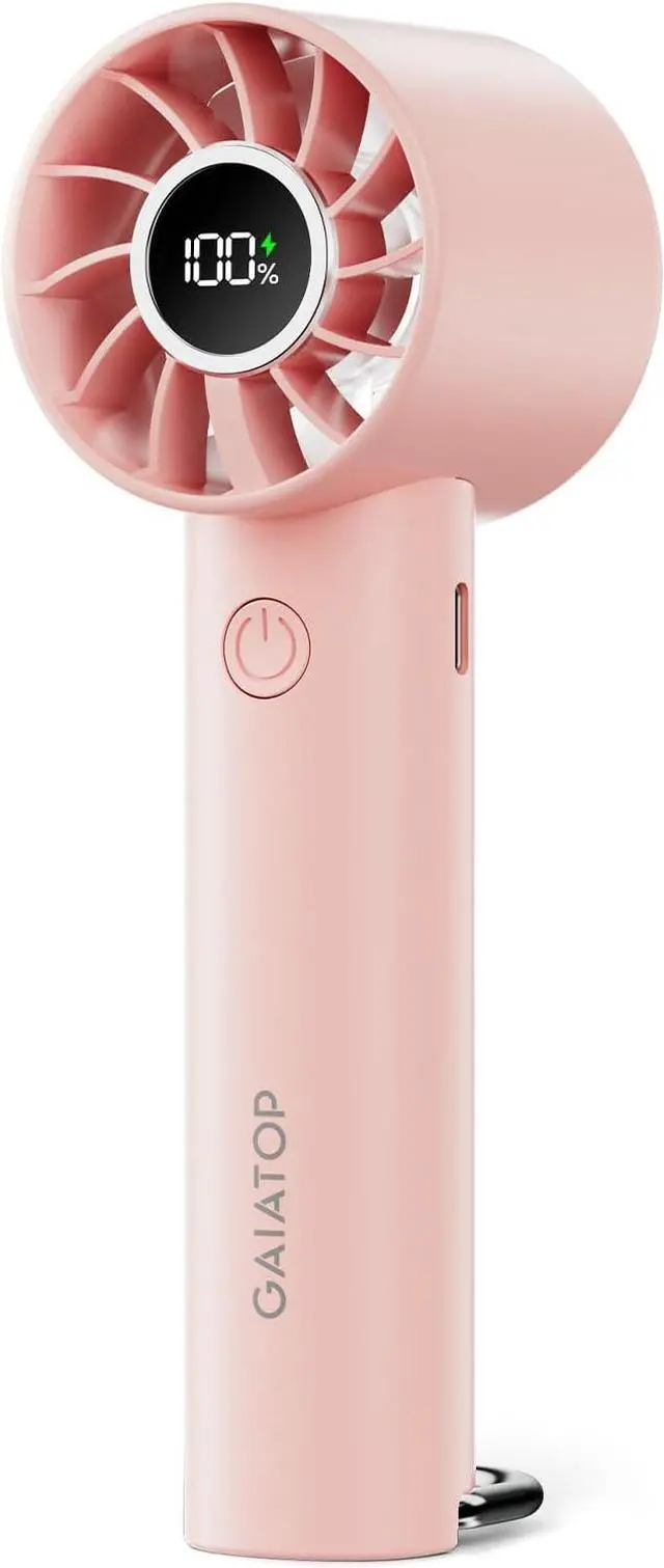 Main image of Gaiatop Portable Mini Fan, 3 Speed USB Rechargeable Handheld Fan with Light | LED Display, Metal Buckle, Ultra Quiet, Lightweight, Personal Cooling for Women Men Indoor Outdoor Travel Pink