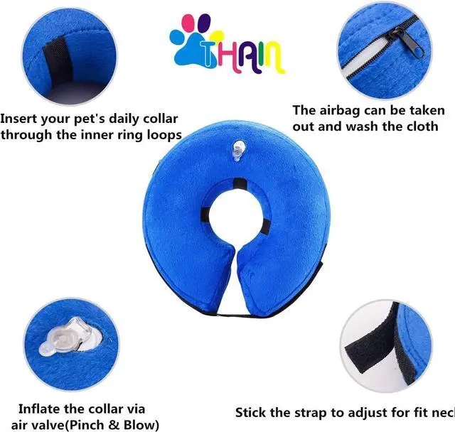 Alt view image 4 of 6 - THAIN Soft Dog Recovery Protective Collar After Surgery-Cone Inflatable Collar for Dogs and Cats - Adjustable Washable Elizabethan Collar (S)