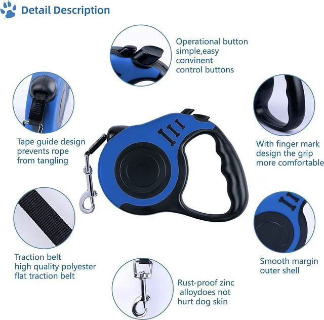 Alt view image 4 of 6 - Retractable Dog Leash 10ft, Tangle-Free Expandable Leash for Small Dogs Up to 22lbs, Easy-Adjust Lock & Anti-Slip Handle for Safe Walks