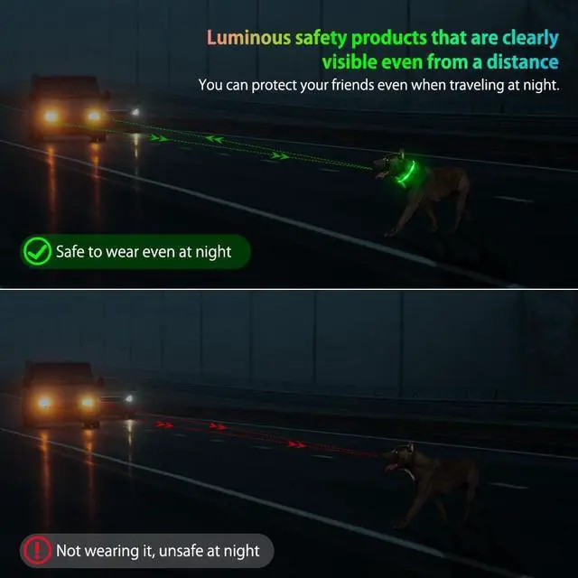 Alt view image 5 of 7 - Illumifun Light Up Dog Collar - USB Rechargeable Dog Light Glow in the Dark - High Visibility LED Dog Collar for Night Walking (Medium, Fluorescent Green)