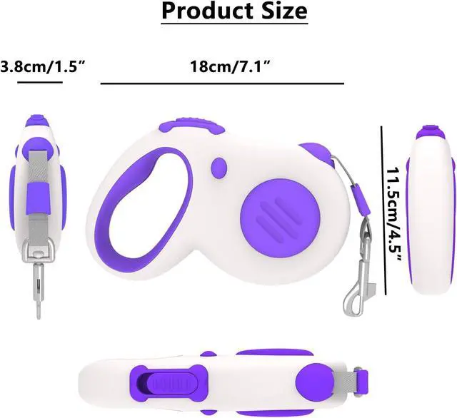 Alt view image 3 of 7 - Retractable Dog Leash 16Ft/5M for Small Medium Dog 50lbs (Purple) | Strong Nylon Rope, 360° Tangle-Free, Ergonomic Anti-slip Handle Design, One-Hand Brake, Easy to Operate, Exquisite Packaging