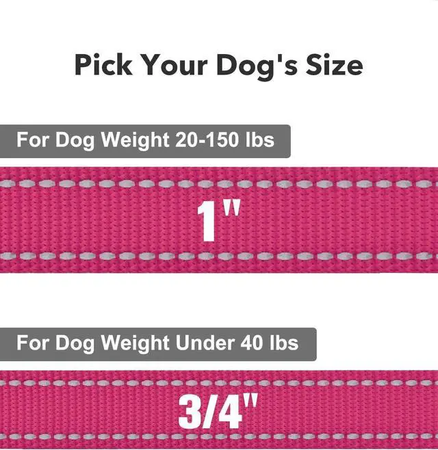 Alt view image 4 of 7 - Taglory Reflective Dog Leash for Small Dogs, 3/4in x 4ft, Hot Pink | Ideal for Night Walking, Strong for Sudden Pulls, Lightweight & Gentle on the Neck, Soft Padded Handle