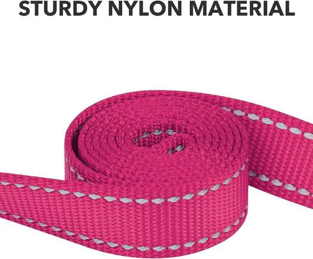 Alt view image 3 of 7 - Taglory Reflective Dog Leash for Small Dogs, 3/4in x 4ft, Hot Pink | Ideal for Night Walking, Strong for Sudden Pulls, Lightweight & Gentle on the Neck, Soft Padded Handle