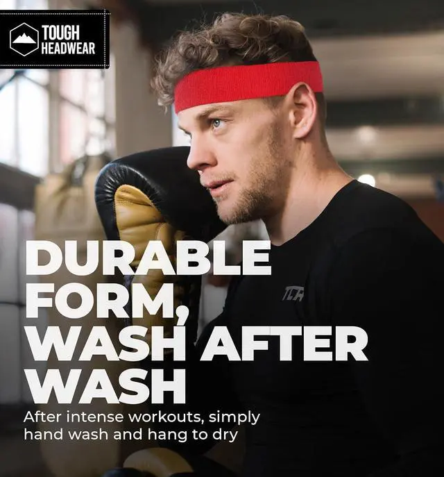 Alt view image 3 of 6 - Tough Headwear Terry Cloth Headband - Sweat-Wicking Running Head Band - Basketball Accessories - Headband for Washing Face