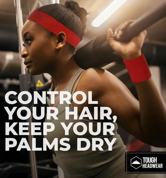 Alt view image 6 of 6 - Tough Headwear Terry Cloth Headband - Sweat-Wicking Running Head Band - Basketball Accessories - Headband for Washing Face