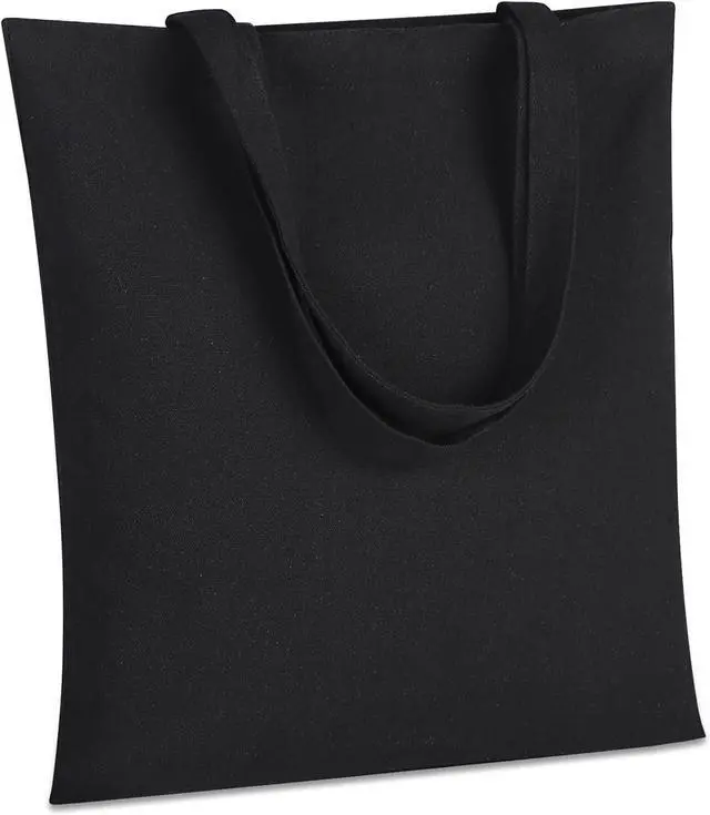 Main image of 2 Pcs Canvas Tote Bags, Natural Color Tote Bags 15 x 16 inch Sustainable Eco Friendly reusable, for Grocery Bags, DIY Gift Bags, Shopping Bags (Black)