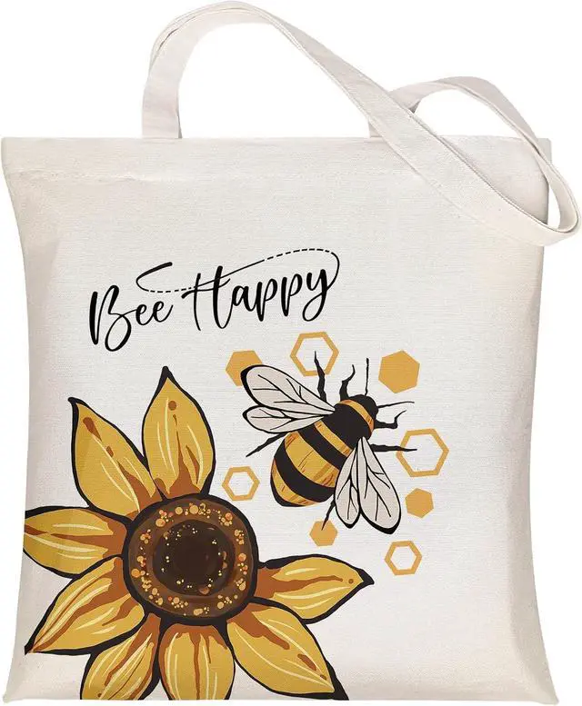 Main image of Louise Maelys Sunflower Canvas Tote Bag For Women with Inner Zipper Pocket | 15" x 16", Lightweight, Eco-Friendly, Reusable Grocery Bags, Shopping Bags for Groceries, School, Market, Travel