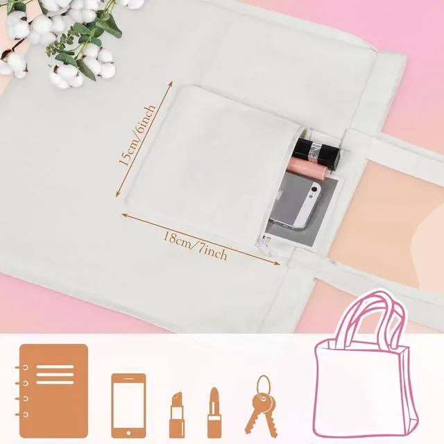 Alt view image 6 of 7 - Louise Maelys Sunflower Canvas Tote Bag For Women with Inner Zipper Pocket | 15" x 16", Lightweight, Eco-Friendly, Reusable Grocery Bags, Shopping Bags for Groceries, School, Market, Travel