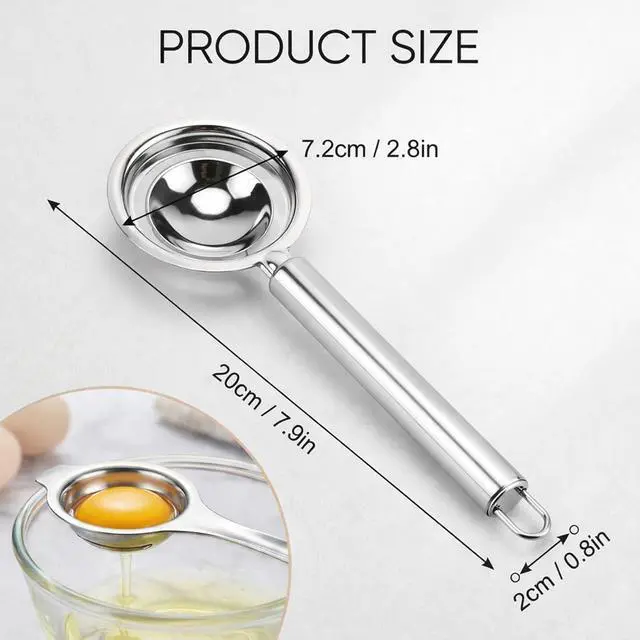 Alt view image 2 of 6 - Egg Separator, 3Pcs Stainless Steel Egg Yolk White Separation Tool, Kitchen Gadget with Hanging Hole Design, Easy to Clean, Easily Separates Eggs Whites and Yolks