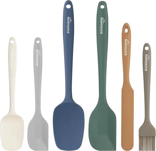 Main image of NileHome 6 Pieces Silicone Spatula Set with Silicone Brush,Forest Style | Food-Grade Material,Heat Resistant Up to 600°F,Dishwasher Safe,BPA-Free