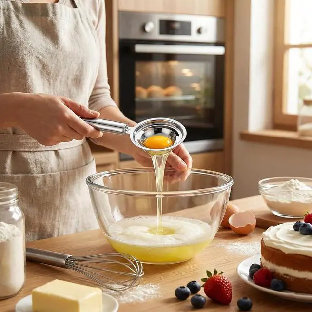 Alt view image 6 of 6 - Egg Separator, 3Pcs Stainless Steel Egg Yolk White Separation Tool, Kitchen Gadget with Hanging Hole Design, Easy to Clean, Easily Separates Eggs Whites and Yolks