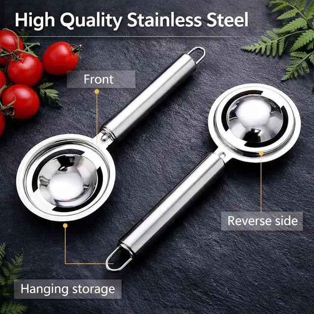 Alt view image 4 of 6 - Egg Separator, 3Pcs Stainless Steel Egg Yolk White Separation Tool, Kitchen Gadget with Hanging Hole Design, Easy to Clean, Easily Separates Eggs Whites and Yolks