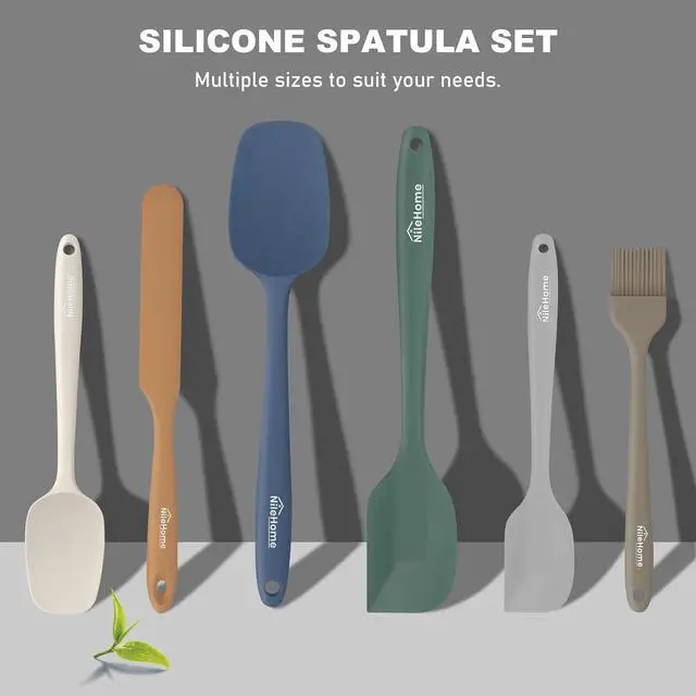 Alt view image 7 of 7 - NileHome 6 Pieces Silicone Spatula Set with Silicone Brush,Forest Style | Food-Grade Material,Heat Resistant Up to 600°F,Dishwasher Safe,BPA-Free
