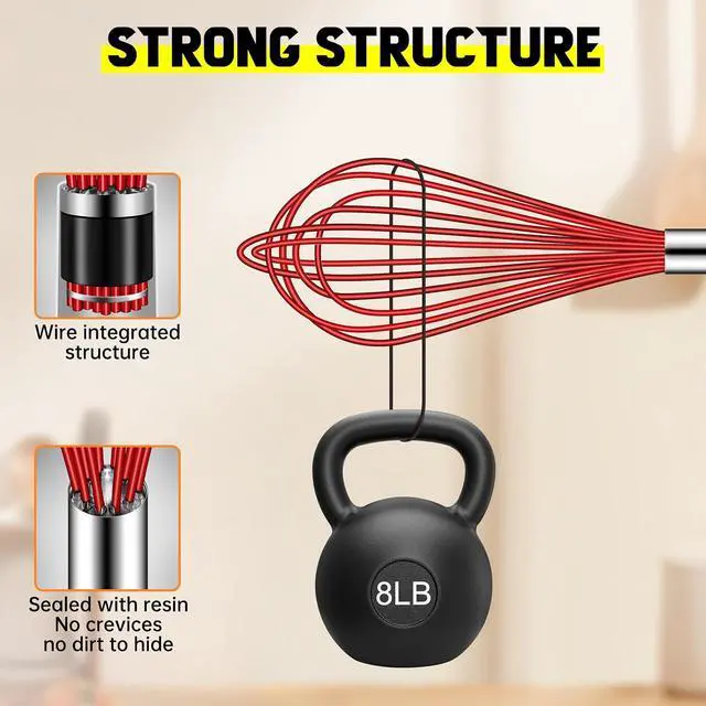 Alt view image 7 of 7 - HOTEC 4 Pieces Silicone Whisks Set, Wire Balloon Whisks for cooking Egg Beater, Non-slip Handle Whisk for Non-stick Cookware Perfect for Cooking, Stirring, Beating and Blending (Multicolor)