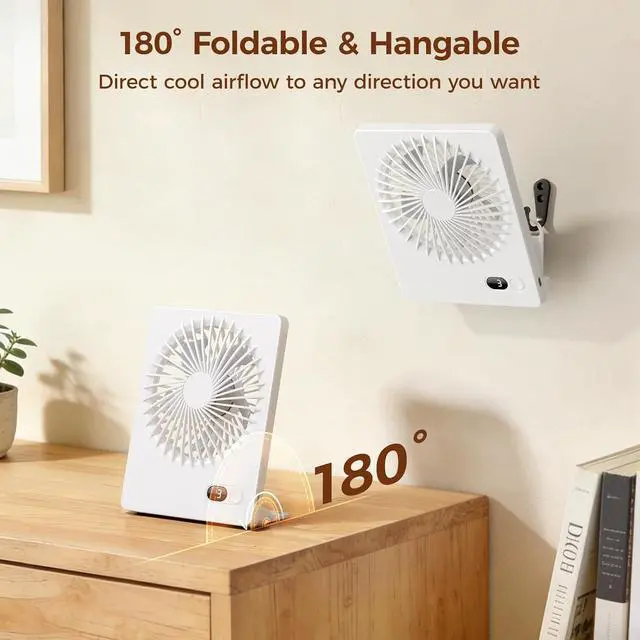 Alt view image 6 of 7 - Zuvas Desk Fan Small Rechargeable Battery Table Fans for travel Ultra Quiet | 180° Tilt Folding, LED Dislay, Portable Fan Slim Design, 3 Speed Adjustable, for Office Bedroom Desktop, Cruise Essentials