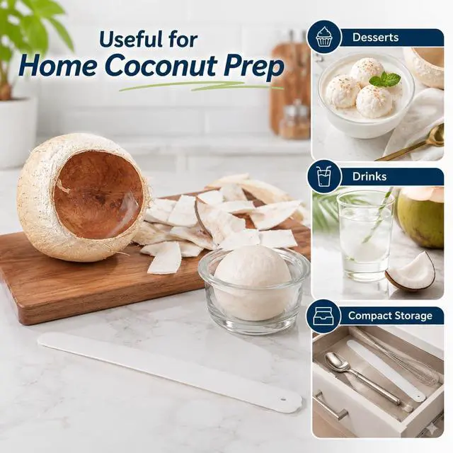 Alt view image 4 of 7 - Coconut Meat Scraper, Coconut Opener, Soft and Flexible Coconut Egg Tools Kitchen Utensils for Coconut Melon Ballers Melon BallersGadgets for Coconut Love