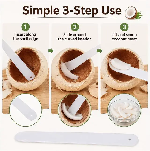 Alt view image 6 of 7 - Coconut Meat Scraper, Coconut Opener, Soft and Flexible Coconut Egg Tools Kitchen Utensils for Coconut Melon Ballers Melon BallersGadgets for Coconut Love