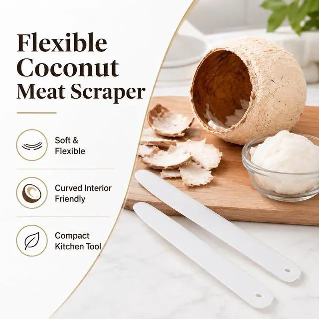 Alt view image 7 of 7 - Coconut Meat Scraper, Coconut Opener, Soft and Flexible Coconut Egg Tools Kitchen Utensils for Coconut Melon Ballers Melon BallersGadgets for Coconut Love