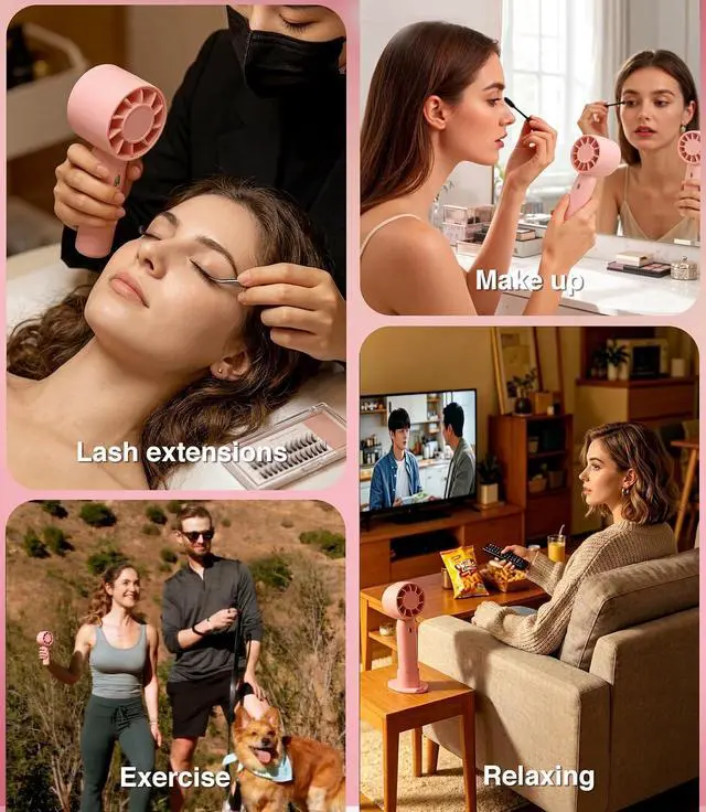 Alt view image 5 of 6 - EMEDA Handheld Fan Portable Mini Fan - USB C Rechargeable 3 Speed Personal | Cooling Fan with Base & Phone Stand - Lightweight 150g Desk or Travel Fan for Women Kids Lash Makeup Office Summer by EMEDA