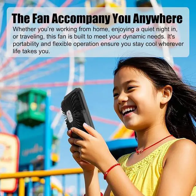 Alt view image 2 of 7 - USB Rechargeable Fan with 4000mAh Battery Desk Fan 6.5" Portable Travel Fan Personal Fan 180°Foldable 6 Speeds 6 Hours Timer & Digital DisplayIdeal Gifts for Office Home Camping