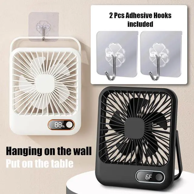 Alt view image 4 of 7 - USB Rechargeable Fan with 4000mAh Battery Desk Fan 6.5" Portable Travel Fan Personal Fan 180°Foldable 6 Speeds 6 Hours Timer & Digital DisplayIdeal Gifts for Office Home Camping