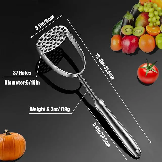 Alt view image 4 of 7 - Potato Masher,Stainless Steel Mashed Potatoes Masher with Long Handle for Beans,Avocado,Fruit,Vegetables.One Piece Construction Heavy Duty Masher Kitchen Tool
