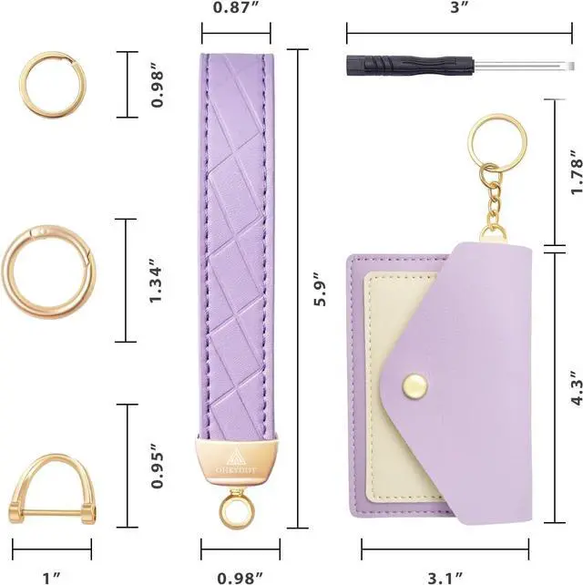 Alt view image 6 of 7 - OHKYOOT Wristlet Keychain with 3 Key Rings, D Ring and Slim Wallet | Cute Wallet Key Chain, Key Fob Keychain, Wrist Keychain for Home Car Keys, Key Wristlet for Women Men