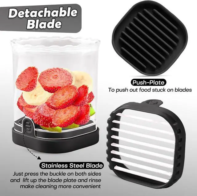Alt view image 4 of 6 - Creative Strawberry Slicer, Detachable Cutter with Push Plate (Black)
