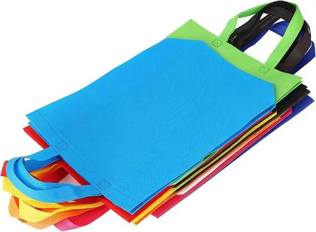 Alt view image 4 of 7 - Supersize 10 Pack Reusable Non Woven Gift Bags with Handles Party Fabric Tote Bags Treat Bags for Birthday Favors, Snacks 10 Colors (9.8 x 13.8 x 4 inches)