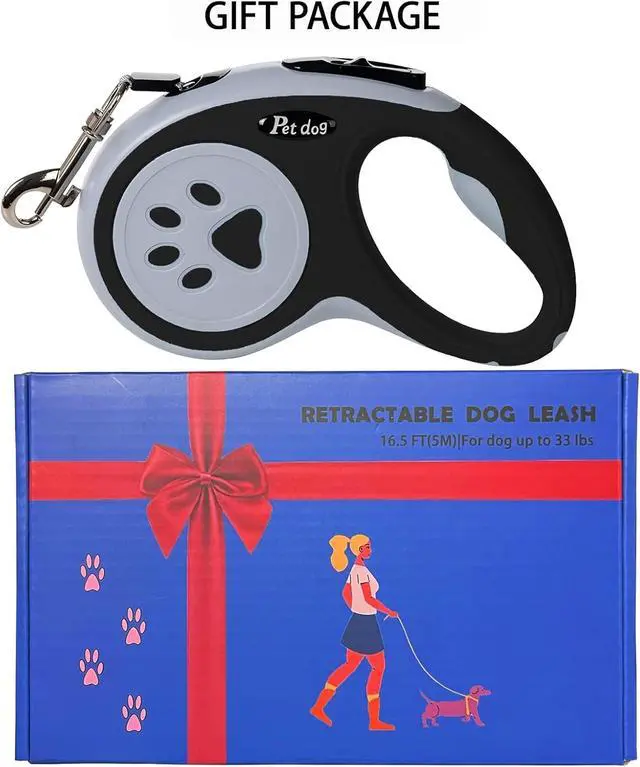 Alt view image 6 of 7 - 5M/16FT Retractable Dog Leash for Small Medium Dog, Black | Strong Nylon Tape, 360 Tangle-Free, One-Handed Brake, Pause, Lock, Fit for Dog Under 15 kg/33 lbs, Exquisite Package