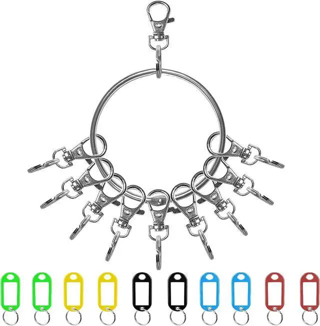 Main image of Large Key Ring - 21pcs Janitor Big Multi Key Chain Organizer Extra Metal Hoop Holder with Labels Tags for Landlord for Office, Schools, Warehouse, Hotel, Apartments, 3.5 inch