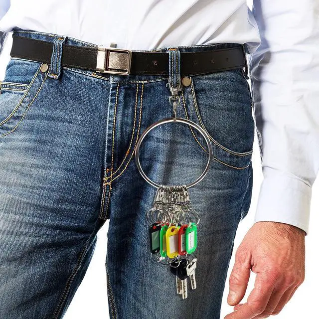 Alt view image 2 of 6 - Large Key Ring - 21pcs Janitor Big Multi Key Chain Organizer Extra Metal Hoop Holder with Labels Tags for Landlord for Office, Schools, Warehouse, Hotel, Apartments, 3.5 inch