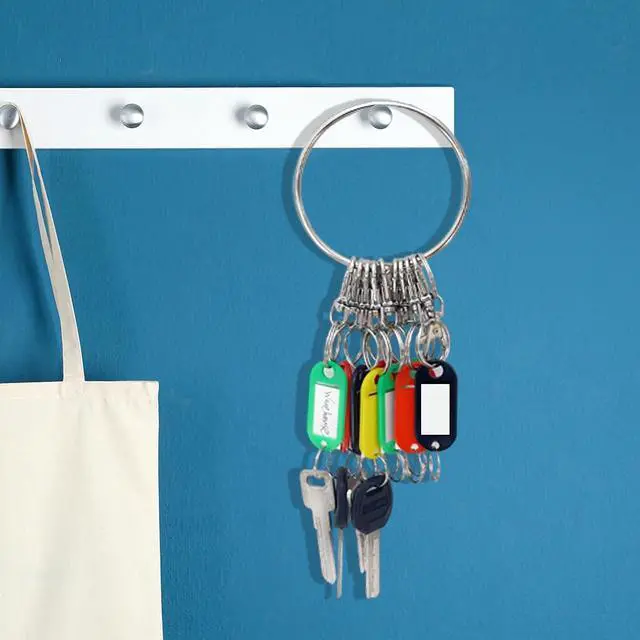 Alt view image 4 of 6 - Large Key Ring - 21pcs Janitor Big Multi Key Chain Organizer Extra Metal Hoop Holder with Labels Tags for Landlord for Office, Schools, Warehouse, Hotel, Apartments, 3.5 inch