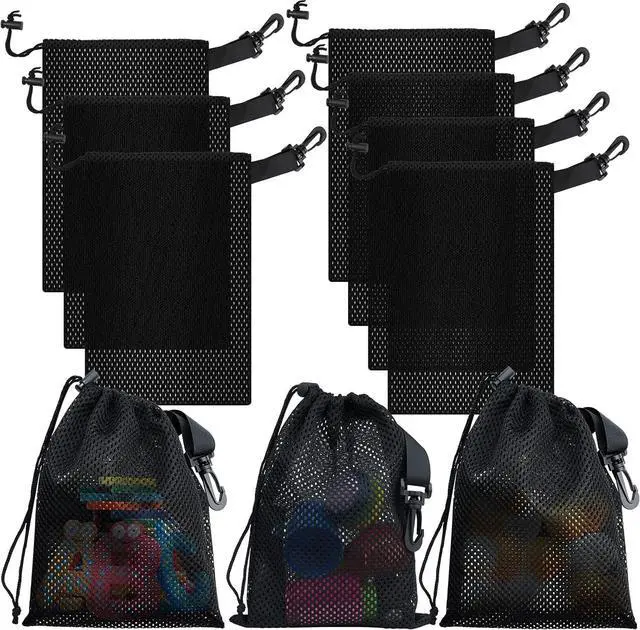 Main image of 10 PCS With Clips Mesh Drawstring Bags, Portable Nylon Storage Bags for toy,Sports Storage,Outdoor activities etc. (5.9x7.9in)