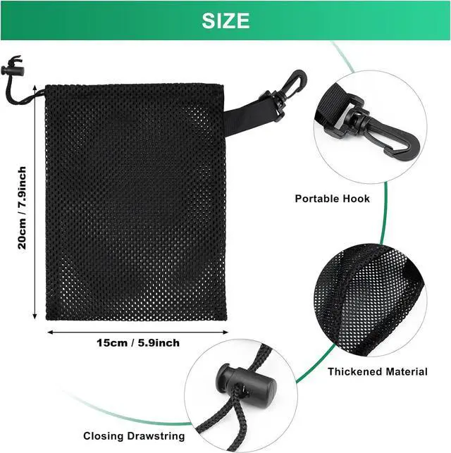 Alt view image 2 of 7 - 10 PCS With Clips Mesh Drawstring Bags, Portable Nylon Storage Bags for toy,Sports Storage,Outdoor activities etc. (5.9x7.9in)