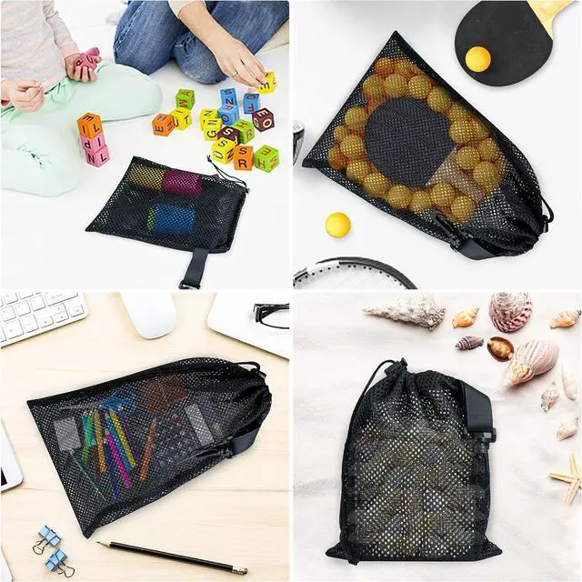 Alt view image 3 of 7 - 10 PCS With Clips Mesh Drawstring Bags, Portable Nylon Storage Bags for toy,Sports Storage,Outdoor activities etc. (5.9x7.9in)