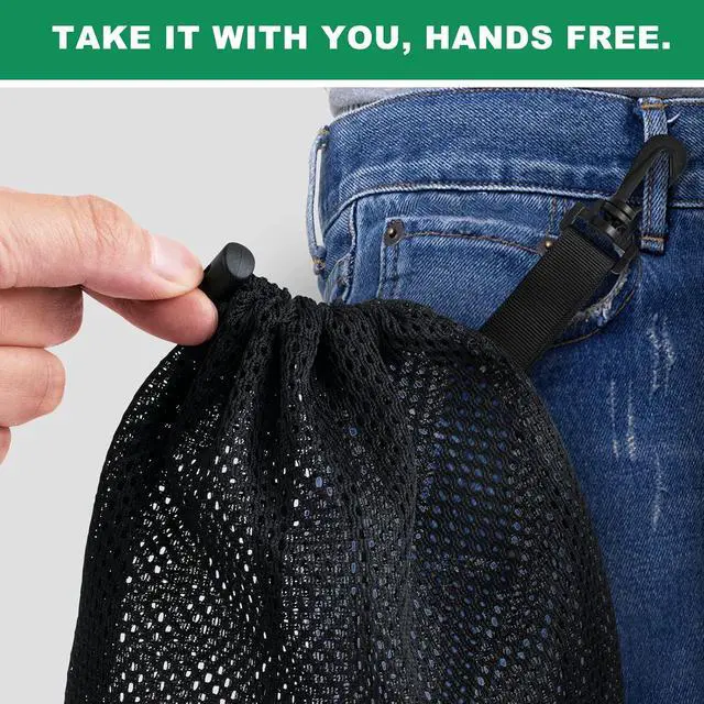 Alt view image 4 of 7 - 10 PCS With Clips Mesh Drawstring Bags, Portable Nylon Storage Bags for toy,Sports Storage,Outdoor activities etc. (5.9x7.9in)