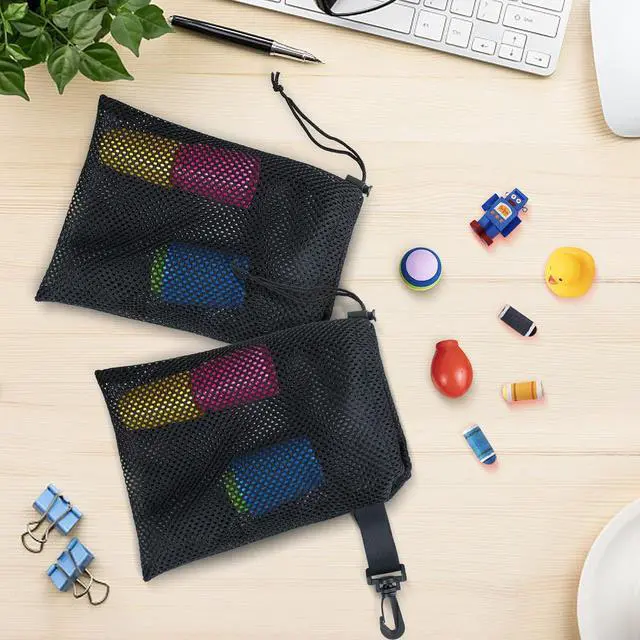 Alt view image 5 of 7 - 10 PCS With Clips Mesh Drawstring Bags, Portable Nylon Storage Bags for toy,Sports Storage,Outdoor activities etc. (5.9x7.9in)