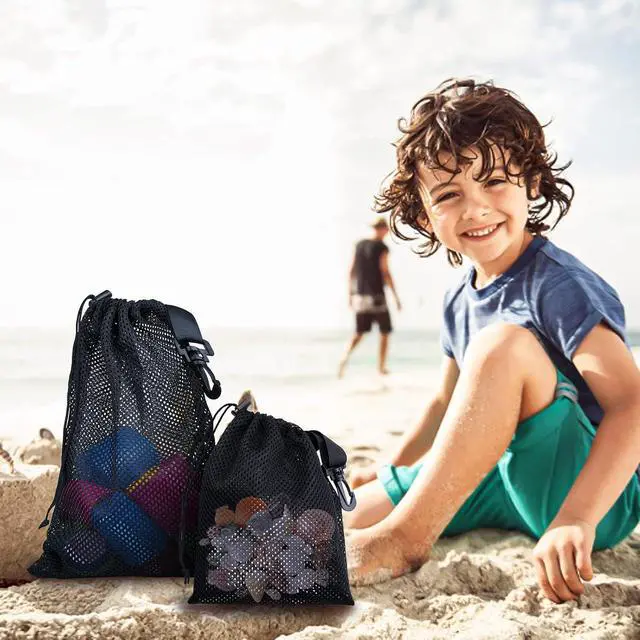 Alt view image 6 of 7 - 10 PCS With Clips Mesh Drawstring Bags, Portable Nylon Storage Bags for toy,Sports Storage,Outdoor activities etc. (5.9x7.9in)