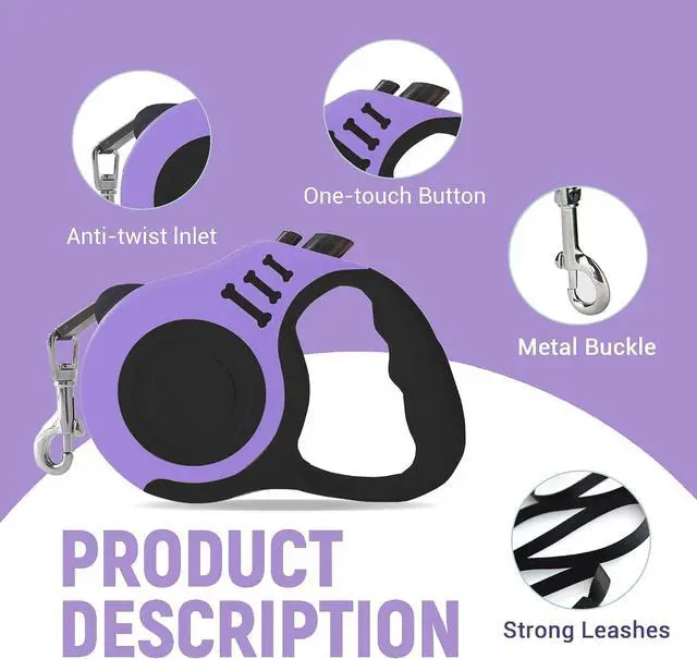 Alt view image 5 of 6 - Retractable Dog Leash Automatic Telescopic Tractor Dog Tape | Pet Tape 10/16 FT Durable and Convenient, with Non-Slip Handle, Suitable for Small and Medium-Sized Dogs