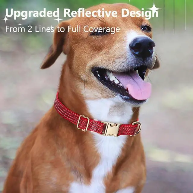 Alt view image 5 of 7 - Reflective Dog Collar with Metal Buckle for Dogs Night Walking | Heavy Duty Comfort Nylon Cat Dog Puppy Collars with Quick Release Buckle Adjustable for Small Medium Large Boys Girls Dogs