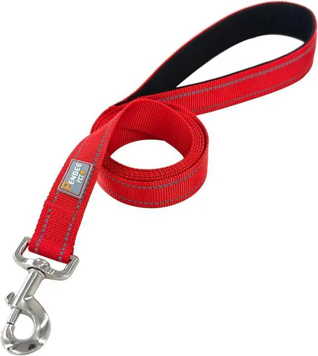 Alt view image 2 of 6 - 6 FT Basic Dog Leash for Medium Dogs,Red | Padded Handle,Metal D-Ring,Heavy Duty Nylon Webbing, for Walking & Training