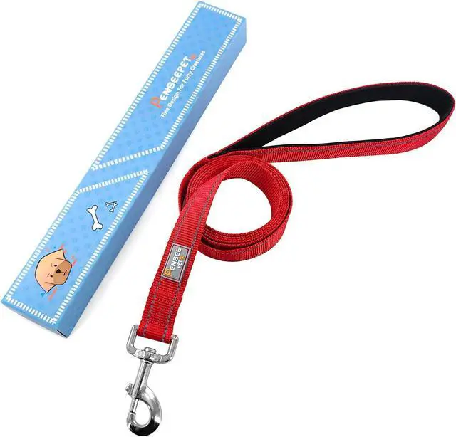 Alt view image 6 of 6 - 6 FT Basic Dog Leash for Medium Dogs,Red | Padded Handle,Metal D-Ring,Heavy Duty Nylon Webbing, for Walking & Training