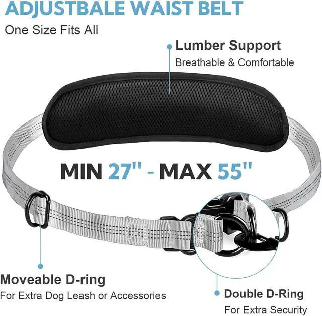 Alt view image 2 of 7 - Hands Free Dog Leash with Pouch, Retractable Bungee with Double Padded Handles, Dog Leashes with Bungee for Medium & Large Puppy