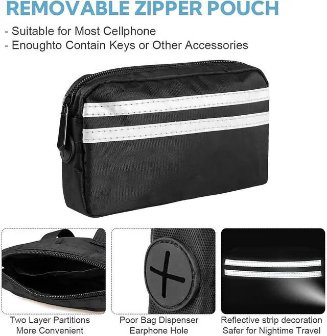 Alt view image 5 of 7 - Hands Free Dog Leash with Pouch, Retractable Bungee with Double Padded Handles, Dog Leashes with Bungee for Medium & Large Puppy