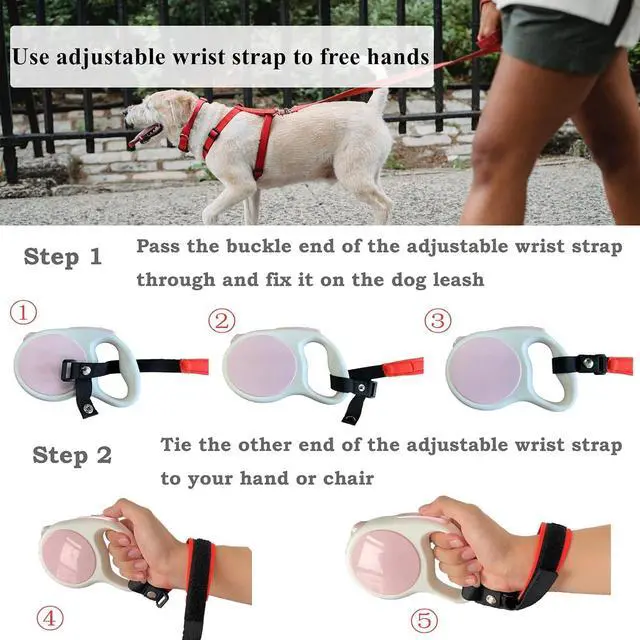 Alt view image 4 of 7 - Hands Free Adjustable Wrist Strap,Suitable for Any Dog Leashes with Adopts Design,Soft and Comfortable Diving Fabric Wrist Strap for Retractable Dog Leash (Classic Black)